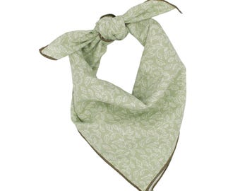 Sage Leafy Vines Dog Bandana handmade by The Oxford Dog | Floral Dog Bandana | Girl Dog Bandana | Sage Green Dog Bandana