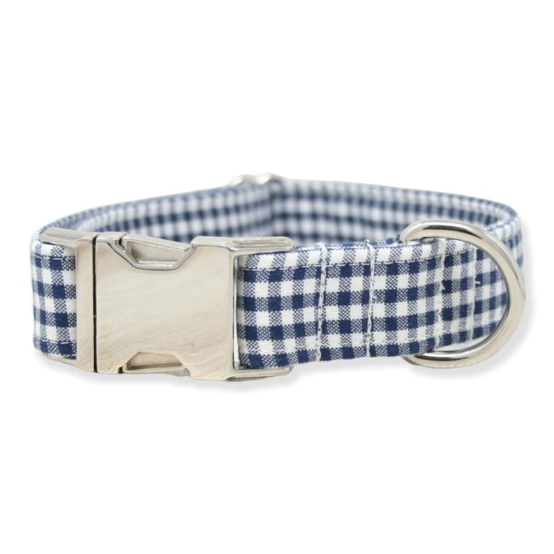 Gingham Dog Collar Navy Blue Dog Collar Boy Dog Collar Etsy