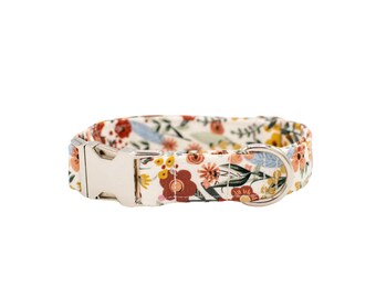 Earthy Floral Dog Collar handmade by The Oxford Dog | Floral Dog Collar | Boho Dog Collar | Girl Dog Collar