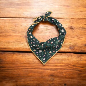 Custom Dog Bandana | Personalized Bandana | Green Flowers Dog Bandana handmade by The Oxford Dog