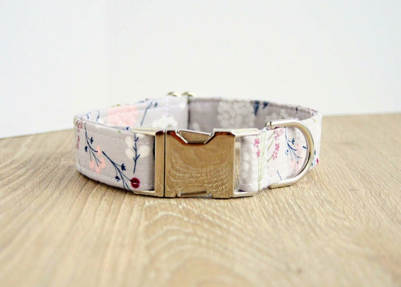 Girl Dog Collar Floral Dog Collar Grey Dog Collar Wedding Etsy