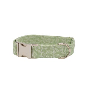 Sage Leafy Vines Dog Collar handmade by The Oxford Dog | Floral Dog Collar | Green Dog Collar