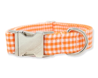 Gingham Dog Collar, Boy Dog Collar, Girl Dog Collar, Tennessee Orange Dog Collar, Small Dog Collar, Large Dog Collar, Boy Dog Collars