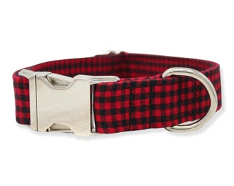 Buffalo Plaid Dog Collar, Christmas Dog Collar, Red Dog Collar, Girl Dog Collar, Boy Dog Collar Girl Dog Collars Red Dog Collars Pet Collars