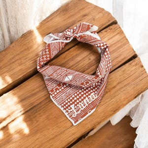 Custom Dog Bandana | Personalized Bandana | Boho Rust Striped Dog Bandana handmade by The Oxford Dog