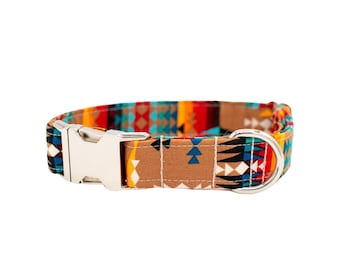 Southwest Desert Dog Collar handmade by The Oxford Dog | Southwest Dog Collar | Southwestern Dog Collar