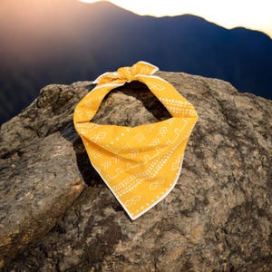 Custom Dog Bandana | Personalized Bandana | Mustard Mudcloth Dog Bandana handmade by The Oxford Dog