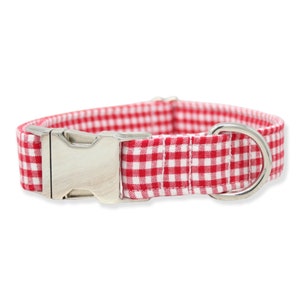 Gingham Dog Collar, Girl Dog Collar, Boy Dog Collar, Alabama, Red Dog Collar, Large Dog collar, Dog Collars, Pet Collar