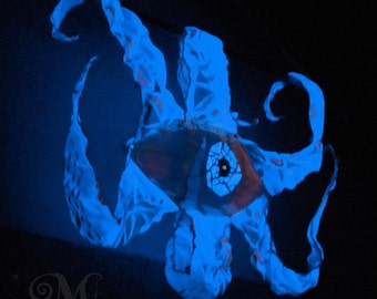 Fluorescent Alien Flower Decor, Black Light Reactive Psychedelic Art