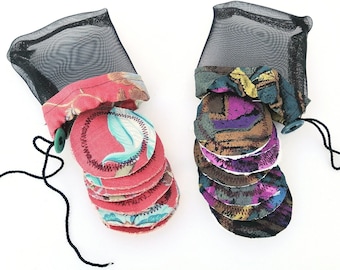 Återanvändbara bomullsrundor med tvättpåse, sminkpads utan avfall