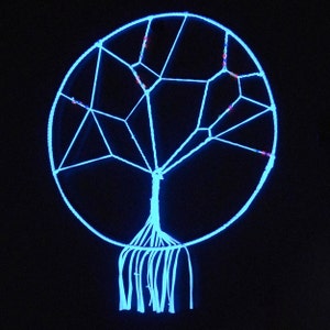 Acchiappasogni macrame con albero della vita decorazioni psichedeliche, acchiappa sogni ornamenti fluo per festa fluorescente