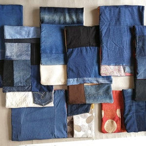 armchair pockets showing their pachwork back side from upcycled fabrics