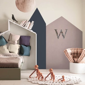 wall paper decoration Letter shape silhouette glued to the wall in a girl bed room