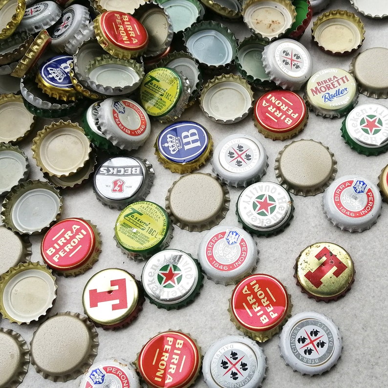 Beer Bottle Caps Metal Lids Craft Supplies Diy Repurposed Etsy