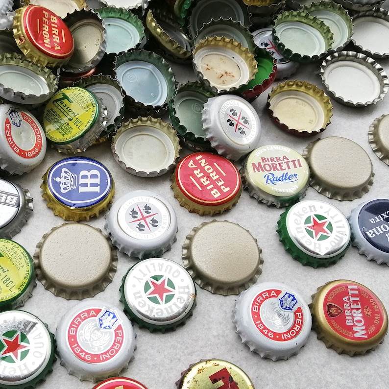 Beer Bottle Caps Metal Lids Craft Supplies Diy Repurposed Etsy