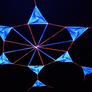 Party ceiling decor Elastic fluorescent net with triangular modules psychedelic decor, disco decorations festival scenography trance music