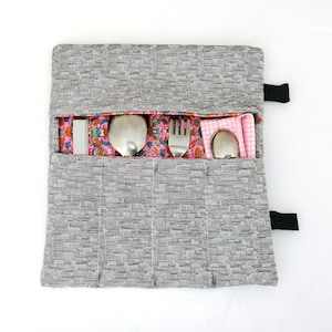 Besteckhalter kleine Tasche Roll Up für die Lunchbox Bestecktasche Geschenktasche Bestecktasche für die Brotzeit