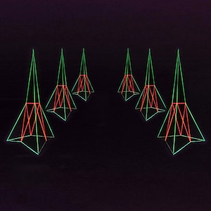 String art decor black light reactive Pyramids geometric decor 6 set psychedelic decor, fluo party ornament, festival party decor