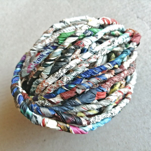 Zero waste recycled paper string from vintage magazines, sustainable packaging eco friendly wire for packaging, knitting or scrapbooking