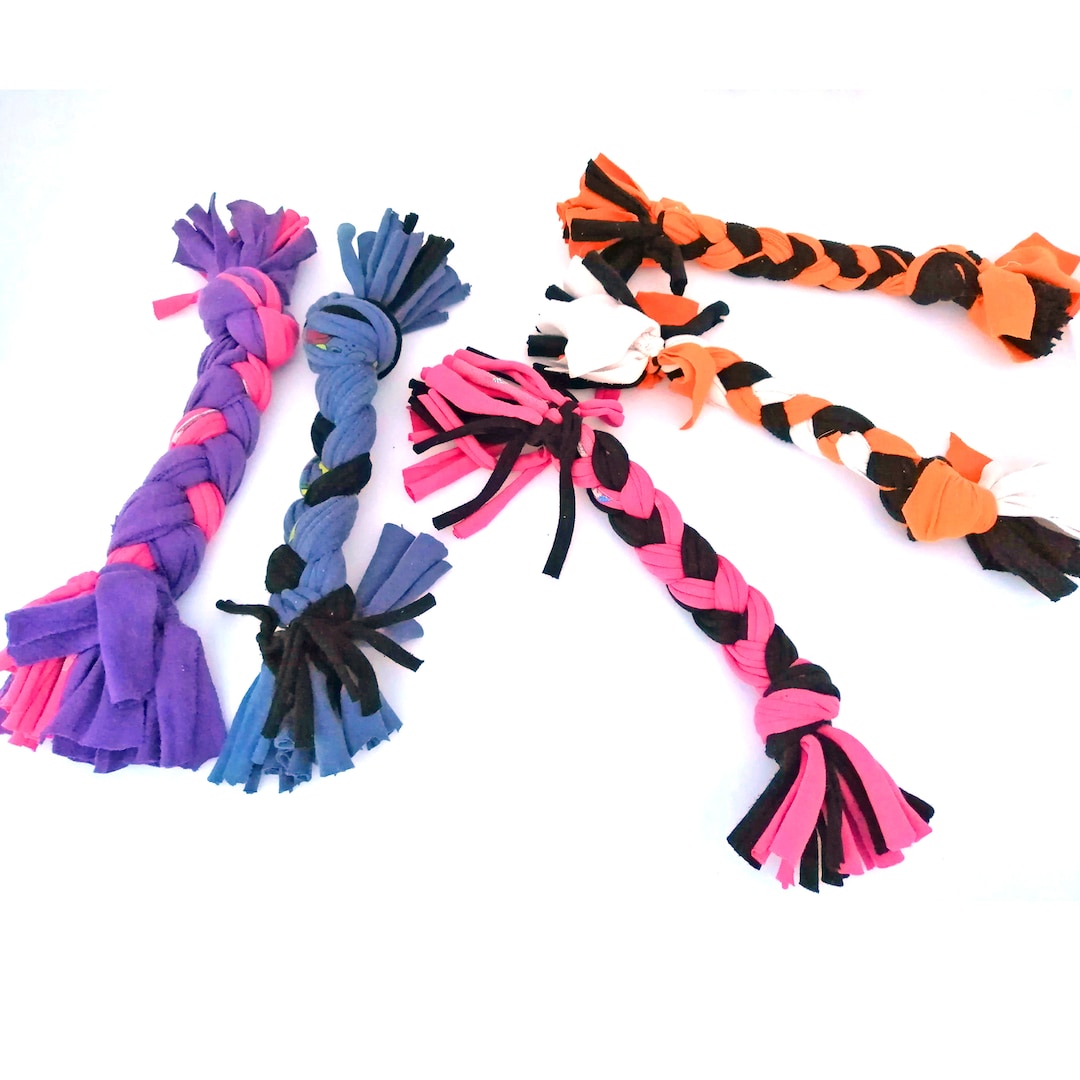 Juguetes para perros hechos con retazos de tela, juguete trenzado para  perros, cuerda de juguete para perros, regalo para amantes de los perros 