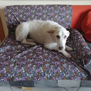 Couch cover for pets zero waste from fabric remnants sustainable living, sofa cover for cat dog cushion bed dog lover gift