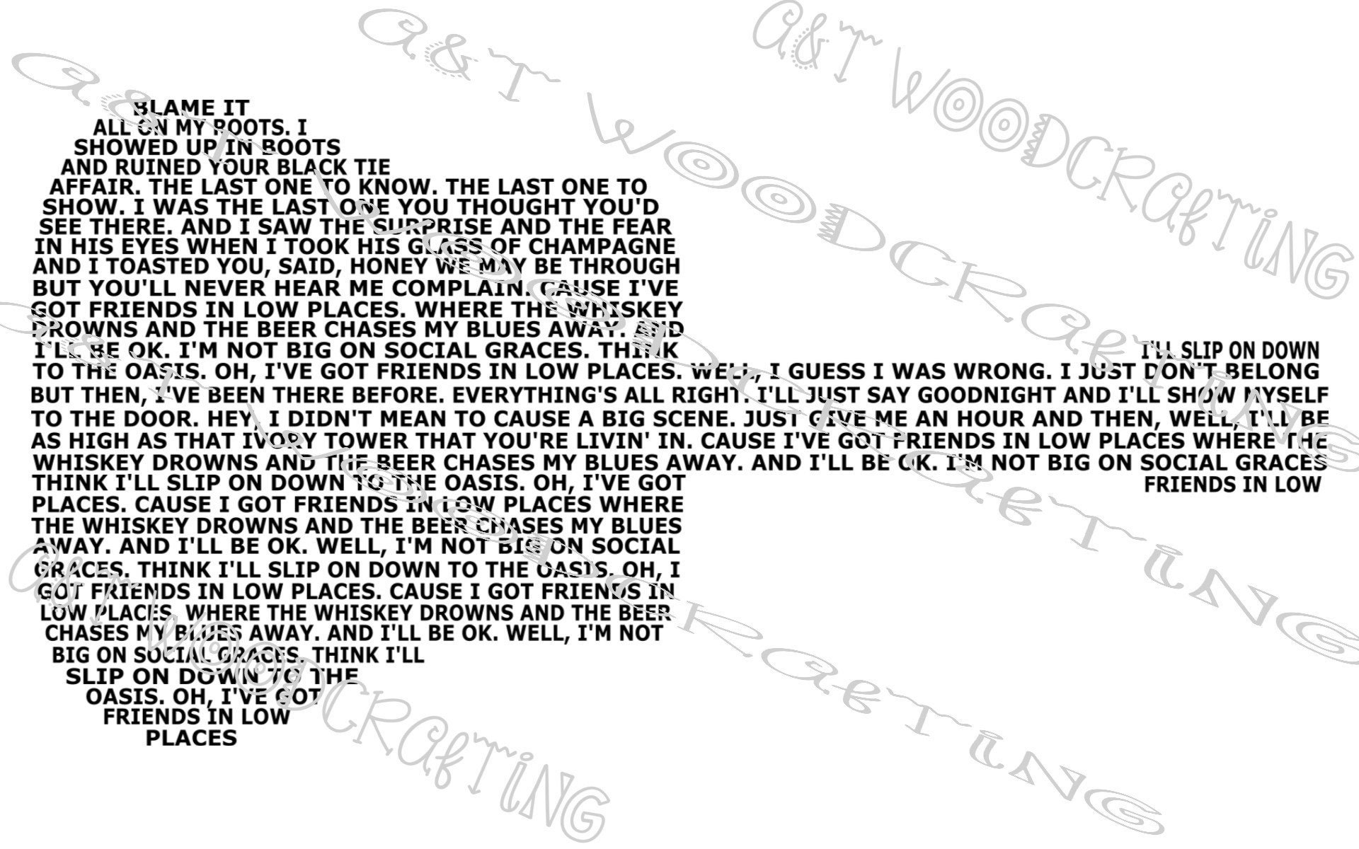 Friends In Low Places Garth Brooks Guitar Lyrics Digital SVG | Etsy