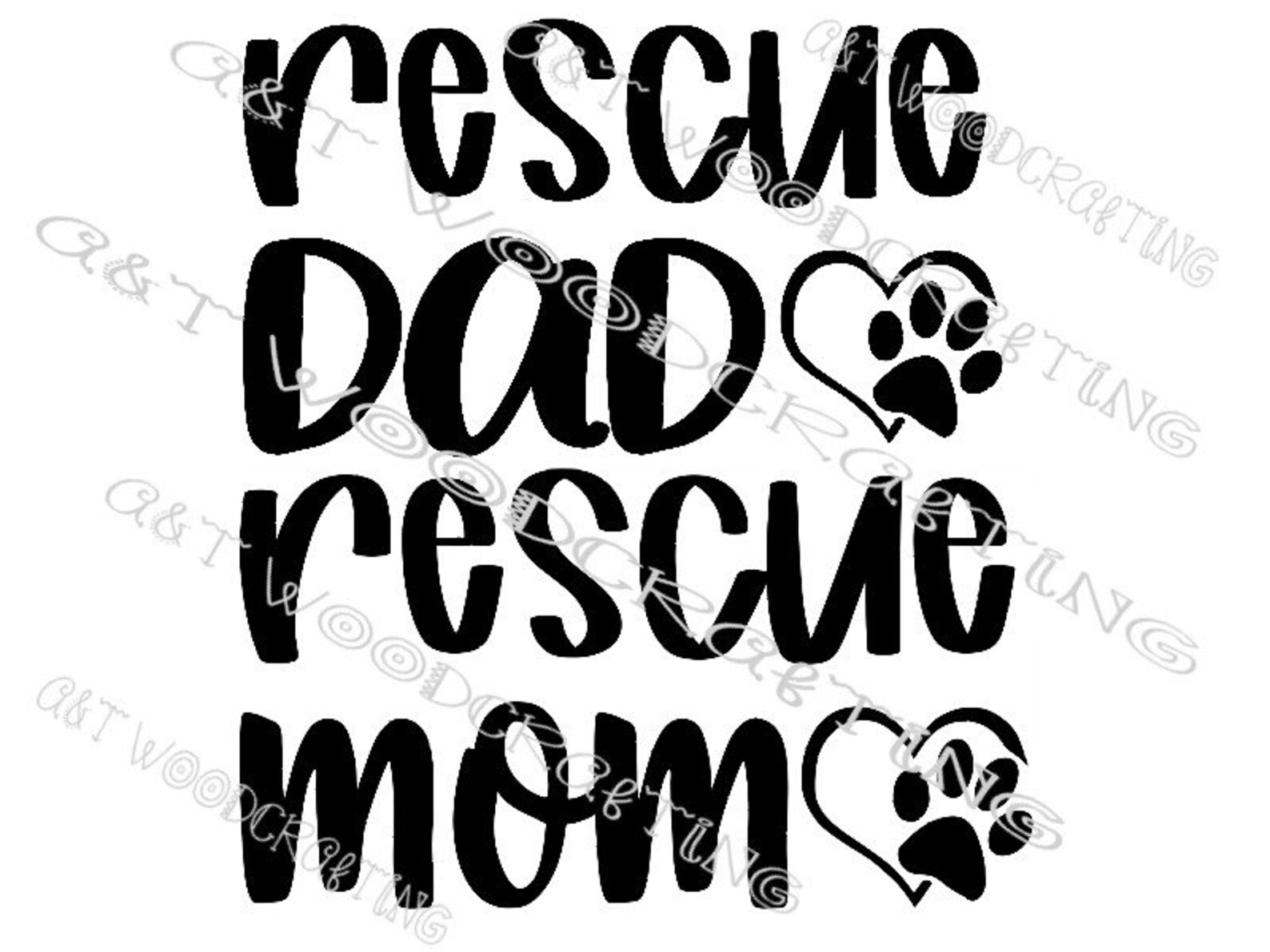 Download Rescue Mom & Rescue Dad Digital SVG File for Cricut or | Etsy