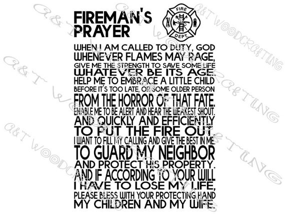 Fireman's Prayer Digital SVG File for Cricut or Silhouette | Etsy