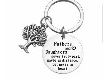 gift for dad, fathers keychain, for daughter, fathers and daughters never truly part, dad gift from daughter, daughter gift
