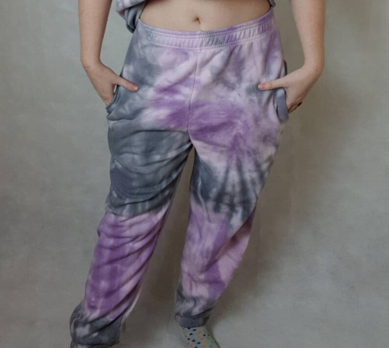 purple and grey small medium large uk festival Tie-dye Sweats Tracksuit trousers tiedye joggers Sweatsuit bottoms Tiedye Jogger bottoms