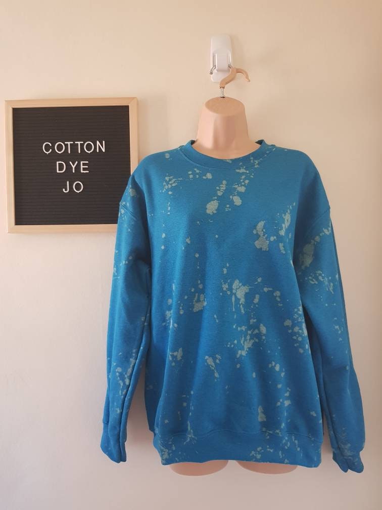 Tie dye jumper blue distressed bleach dyed oversized hoodie Etsy