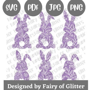 Floral Rabbit svg Floral Bunny SVG Easter Bunny Flowers Rabbit Easter SVG Spring SVG Rabbit Clipart for Cricut and Silhouette