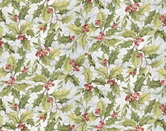 Winter Garden Snow On The Red Berry Cotton Fabric