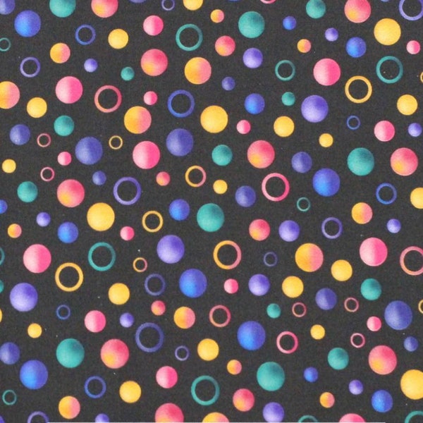 Remnant 17.5" x 44" Bubble Dots Circles Fabric 100% Calico Cotton Orange Pink Blue Purple Green