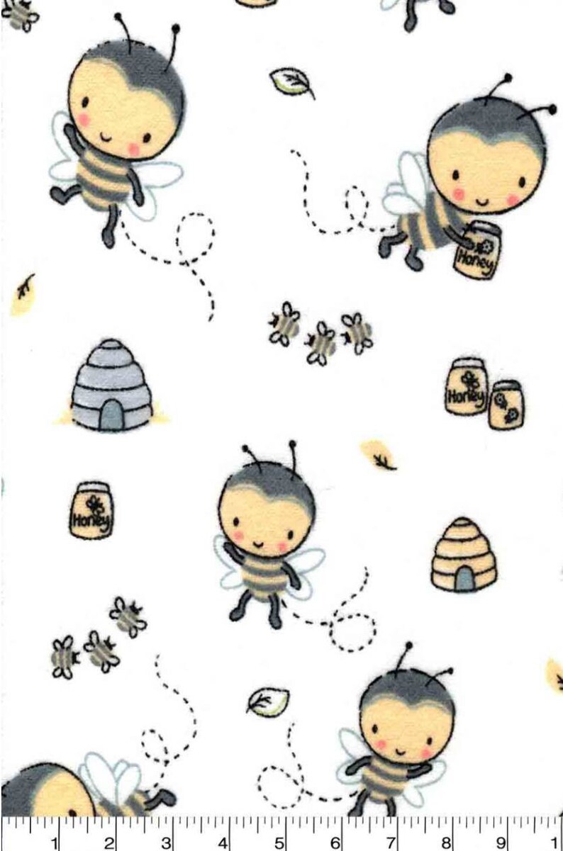 Remnant 9.5 x 43 Honey Bee Hive Sketch Drawing Nursery 100/% Cotton Fabric Yellow Black White