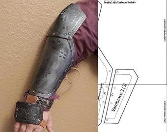 Leather Vambrace, "Gulgran" Pattern, Leather Armor, Dwarf Armor, Cosplay, Fantasy Armor, LARP