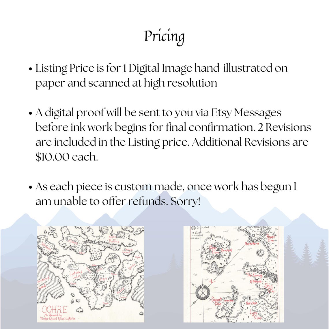 Custom Hand Drawn Map, Personalized Maps, for Authors, Writers, Larp ...