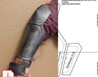 Leather Vambrace, "Gulgran" Pattern, Leather Armor, Dwarf Armor, Cosplay, Fantasy Armor, LARP