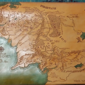 Mapa de cuero personalizado, herramientas manuales, herramientas complejas, mapas personalizados, Larp, Cosplay o Dungeons and Dragons, pirograbado