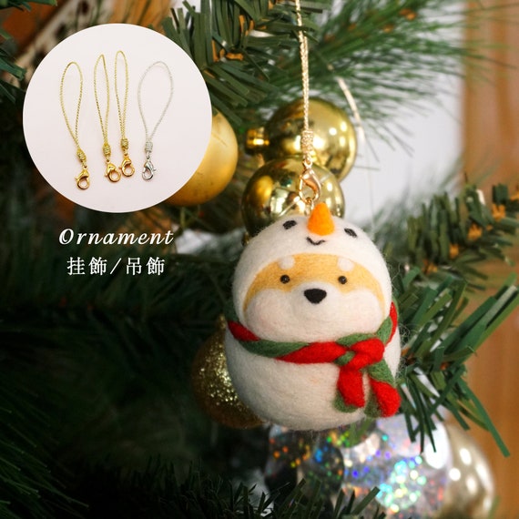 羊毛フェルト　犬　クリスマス　ツリー　置物 フェルト製犬のクリスマスツリーオーナメント：柴犬、サモエド