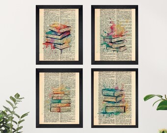 Book Stack Dictionary Print, Upcycled Book Stack Wall Art, Dictionary Art Print, Book Stack Prints, Book Stack Art, Book Stack Decor
