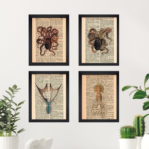 Octopus Dictionary Print, Octopus Wall Art, Octopus Art Print, Octopus Print, Octopus Decor, Octopus Wall Art, Vintage Octopus Art