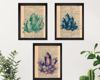 Crystal Dictionary Print, Crystal Wall Art, Crystal Art Print, Crystal Print, Crystal Decor, Crystal Wall Art, Vintage Crystal Art