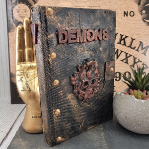 Scary Demons Book Prop, Gothic Decor, Witchy Decor, Halloween Books, Altered Books, Altered Book Art, Halloween Decoration, Magic Book