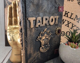 Scary Tarot Book Prop, Gothic Decor, Witchy Decor, Halloween Books, Altered Books, Altered Book Art, Halloween Decoration, Magic Book