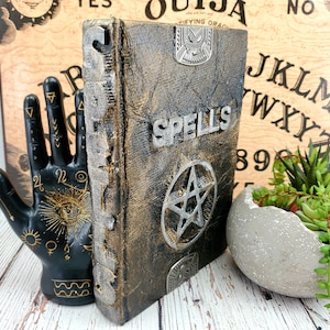 Scary Spells Book Prop, Gothic Decor, Witchy Decor, Halloween Books, Altered Books, Altered Book Art, Halloween Decoration, Spell Book