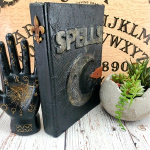 Scary Spells Book Prop, Gothic Decor, Witchy Decor, Halloween Books, Altered Books, Altered Book Art, Halloween Decoration, Spell Book