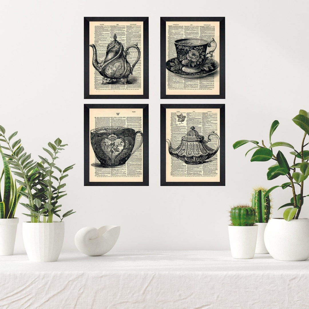 Teapot Dictionary Print, Teapot Wall Art, Teacup Art Print, Teapot Art