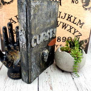 Scary Curses Book Prop, Gothic Decor, Witchy Decor, Halloween Books, Altered Books, Altered Book Art, Halloween Decoration, Potions Book
