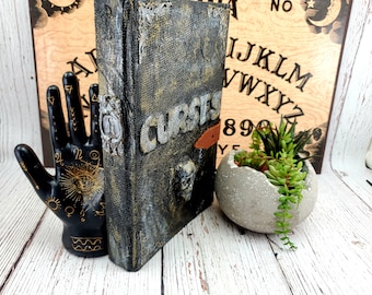 Scary Curses Book Prop, Gothic Decor, Witchy Decor, Halloween Books, Altered Books, Altered Book Art, Halloween Decoration, Potions Book